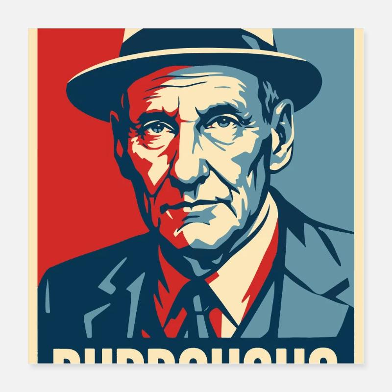Burroughs Pop Art Portrait - Poster 40 x 40 cm - blanc