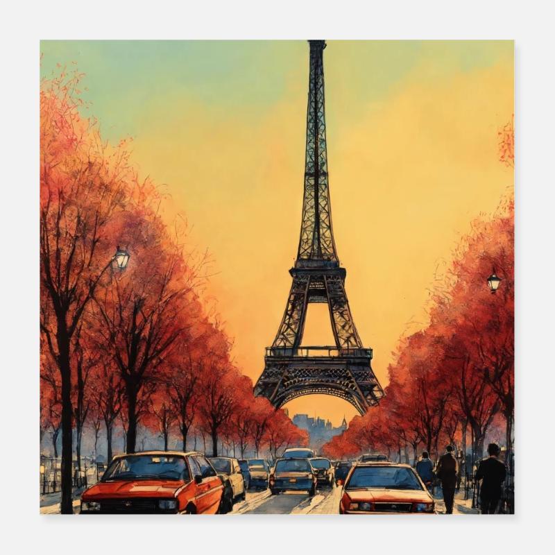 Pariser Eiffelturm Poster 40x40 cm