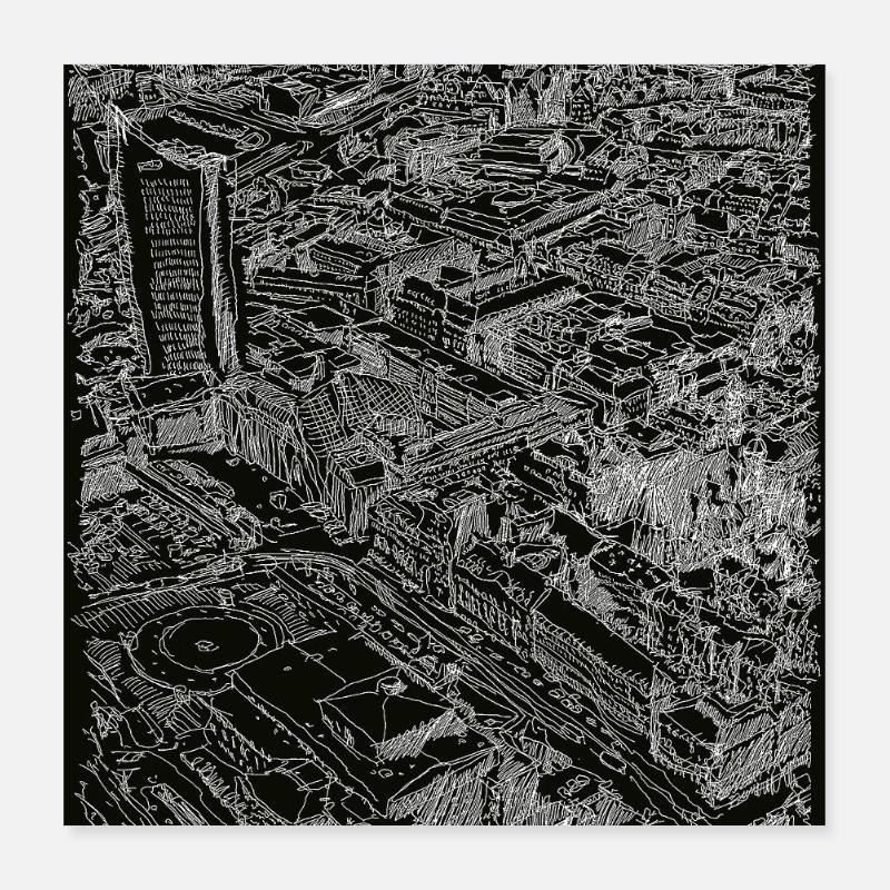 Leipzig Birdeye Poster 40x40 cm