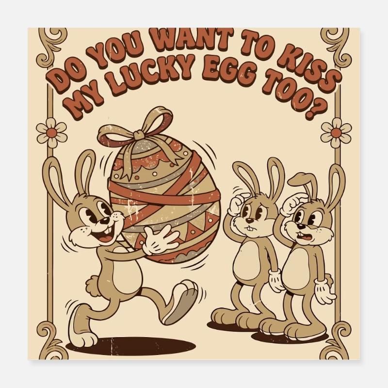 Lucky_Egg_Retro_Hasen Poster 40 x 40 cm