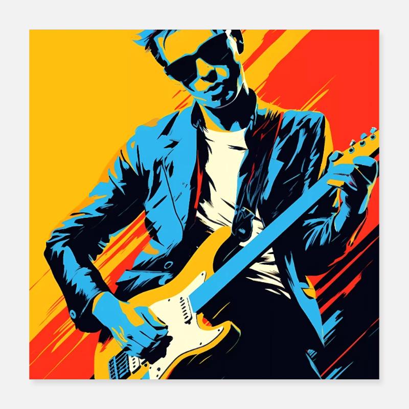 Rockeur en Pop Art Poster 40 x 40 cm