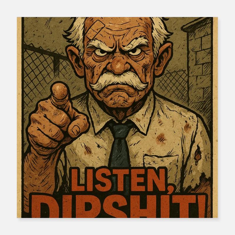 Listes, merde ! Papy cool Poster 40 x 40 cm