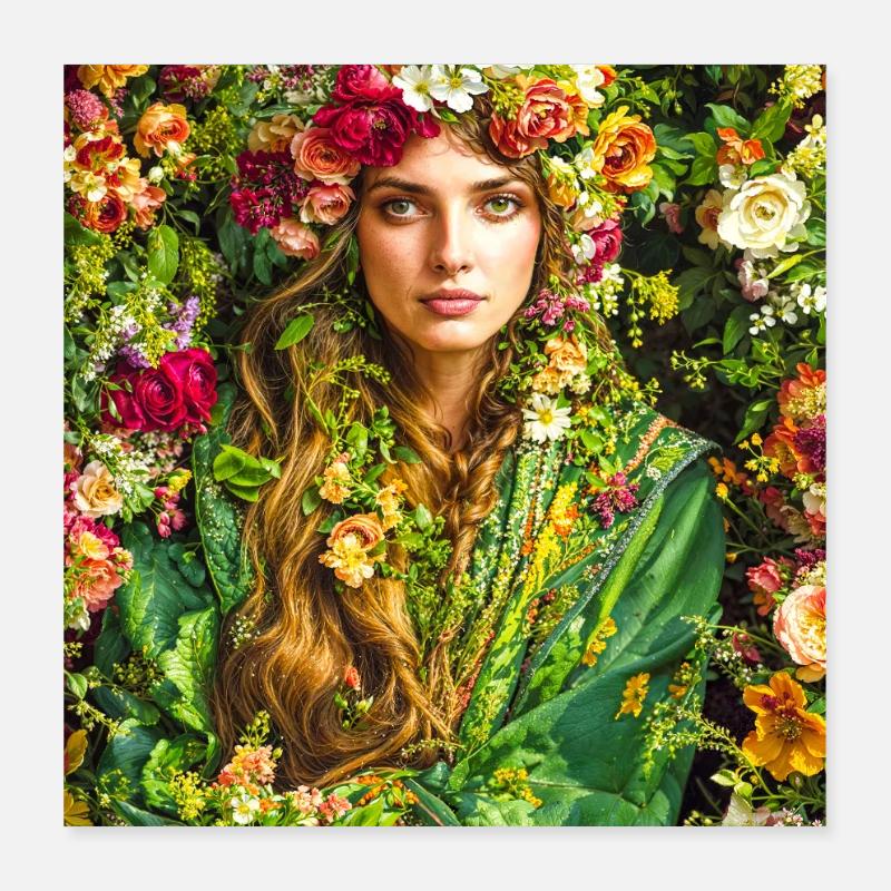 Spring Bloom Floral Crown Poster 16" x 16" (40x40 cm)