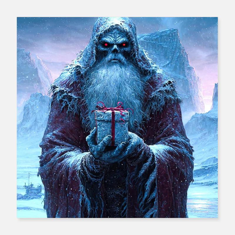 Scary Saint with Gift Poster 16" x 16" (40x40 cm)