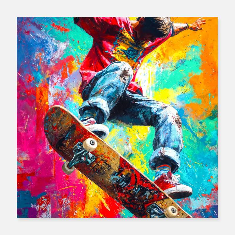 Chromatic Skateboard Splash Poster 16" x 16" (40x40 cm)