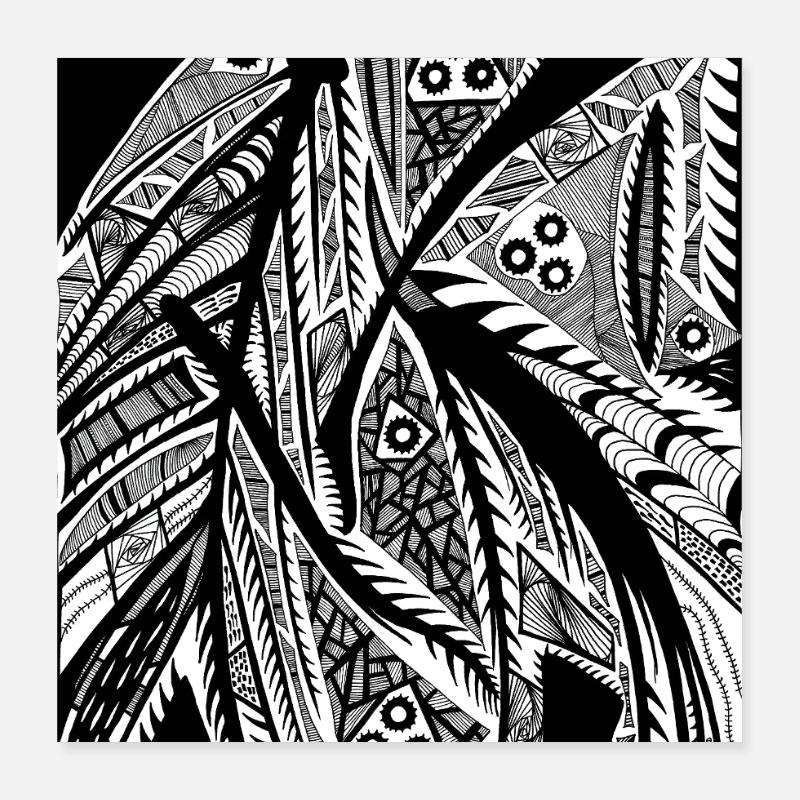Design abstrait noir et blanc n°2 Poster 40 x 40 cm