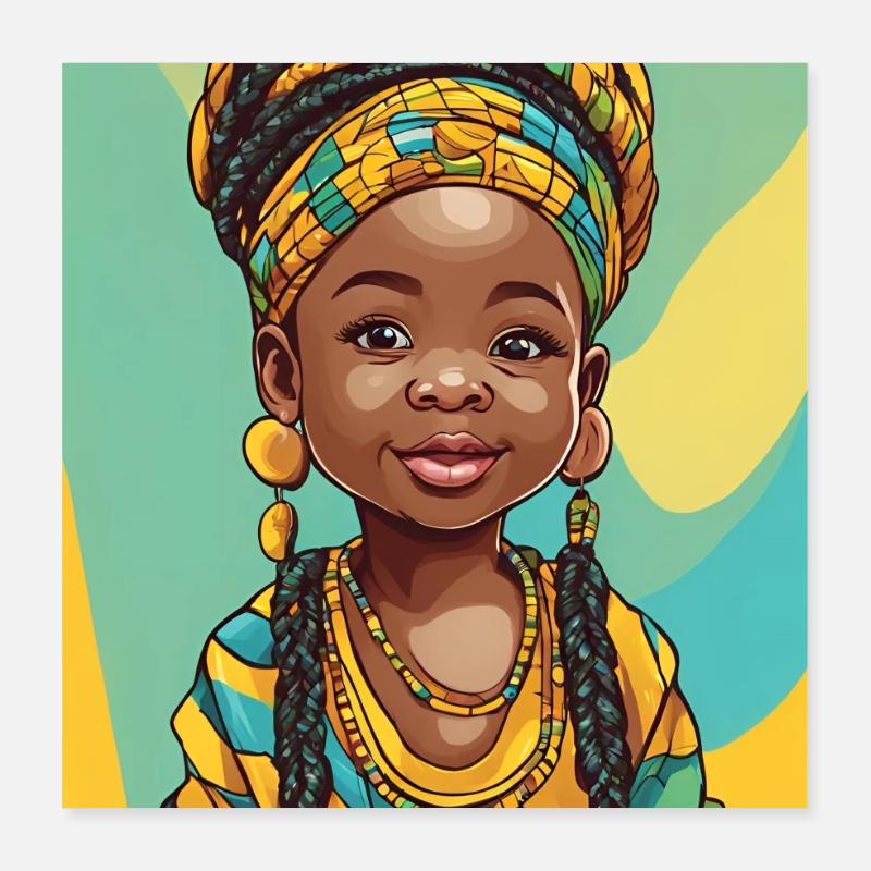 Buntes Afro-Porträtkind Poster 40x40 cm