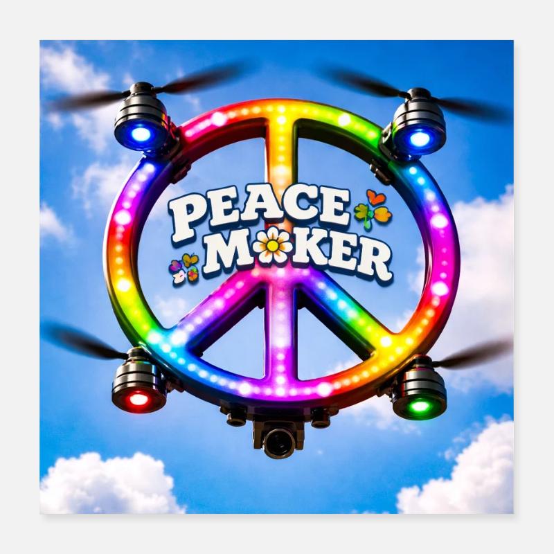 Friedensstifter Regenbogen-LED-Ring Poster 40x40 cm