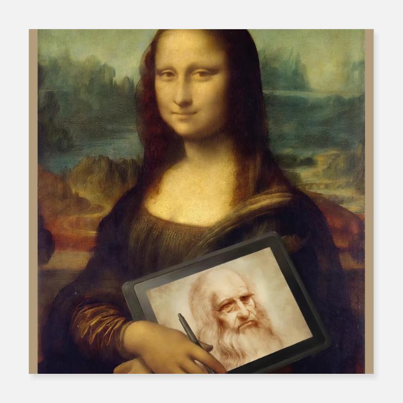 Mona Lisa Tablet Sketch Mashup Poster 16" x 16" (40x40 cm)