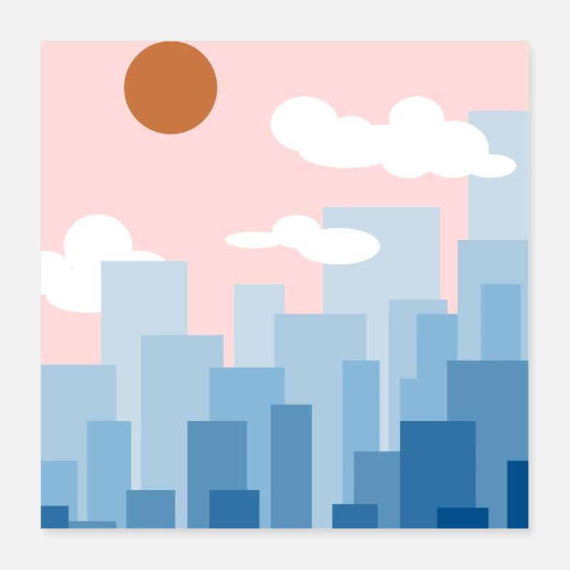 Skyline rosa Poster 40x40 cm