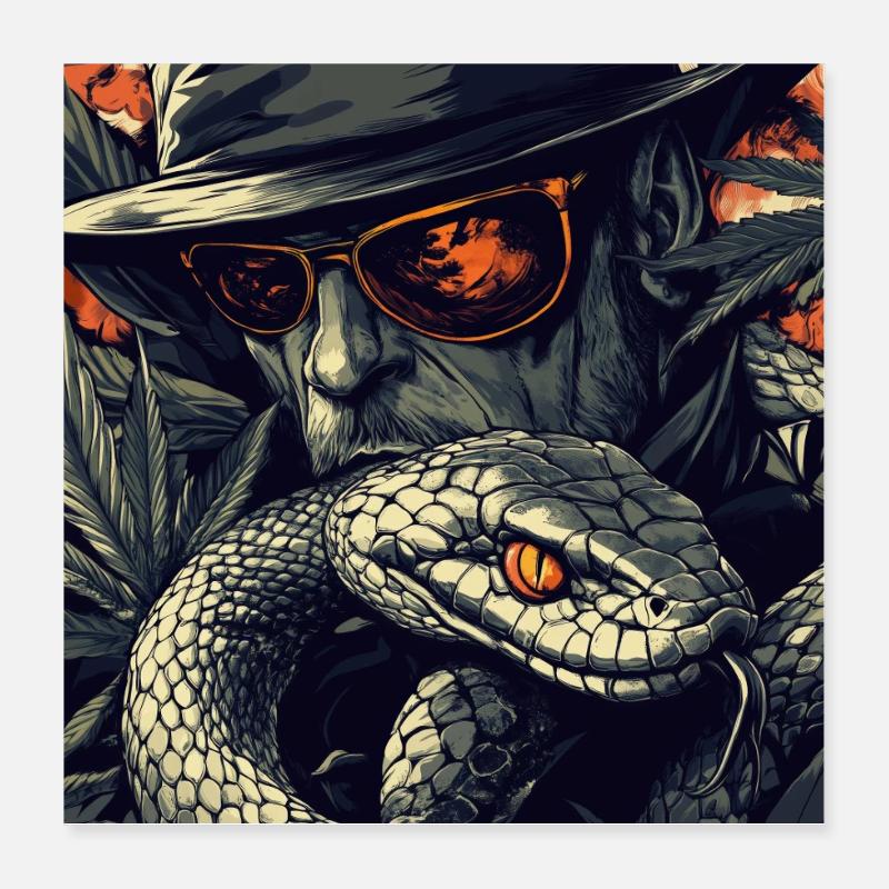 Scène du serpent, du chapeau et de l’herbe Poster 40 x 40 cm