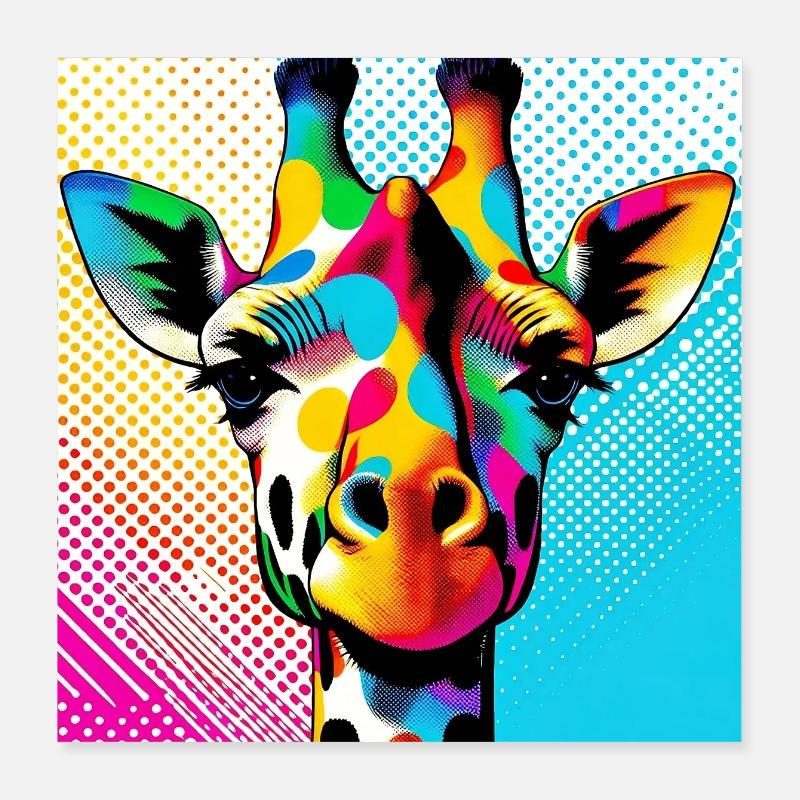 Giraffe Pop Art Poster 40x40 cm