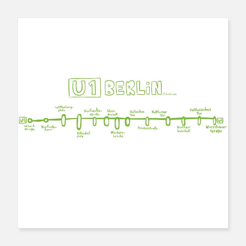 Berlin U-Bahn - U1 - HD - Germany Poster 16" x 16" (40x40 cm)