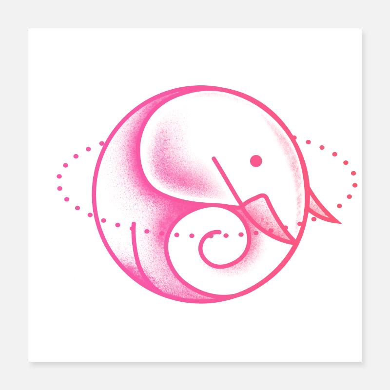 Éléphant mignon rose Poster 40 x 40 cm