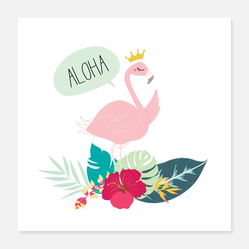 Flamigo summer Aloha princess Poster 16" x 16" (40x40 cm)