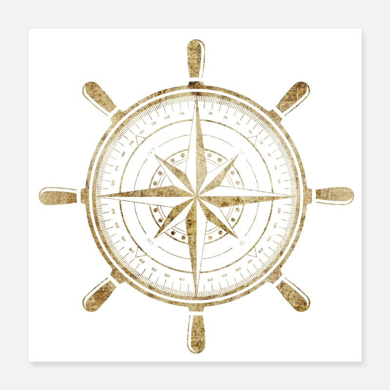 Compass in gold Poster 16" x 16" (40x40 cm)