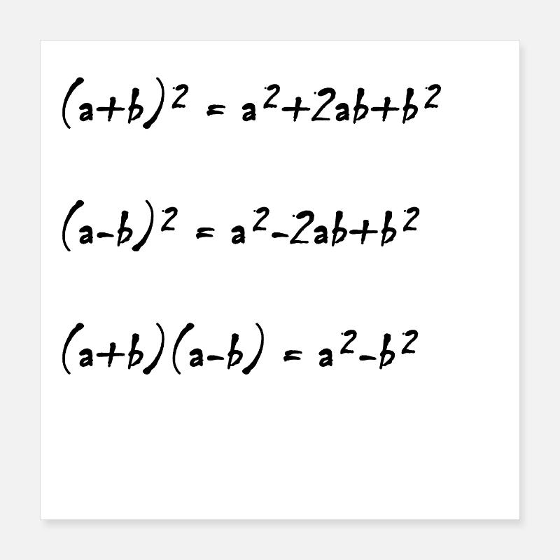 Formules binomiques Mathématiques Design Idée cadeau Poster 40 x 40 cm