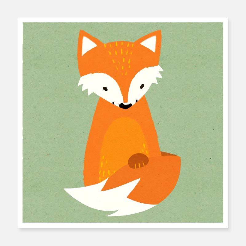 Kleiner Fuchs in Papieroptik Poster 40x40 cm
