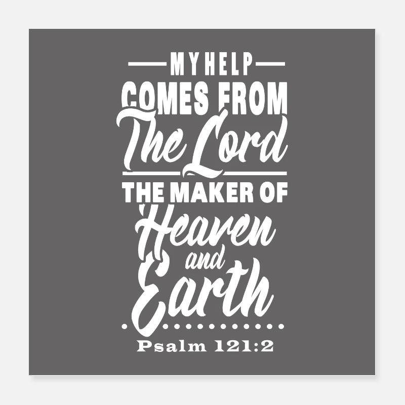 Psalm 121: 2 - Poster 40x40 cm - Weiß