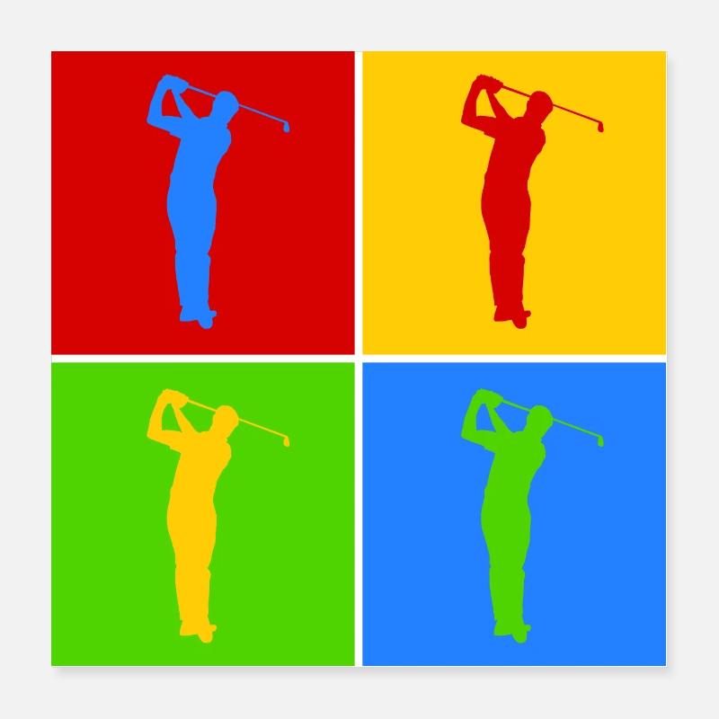 Golf Golfer Golfer Pop Art Poster 16" x 16" (40x40 cm)