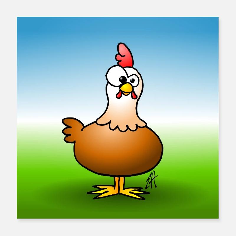 Huhn - Poster 40x40 cm - Weiß