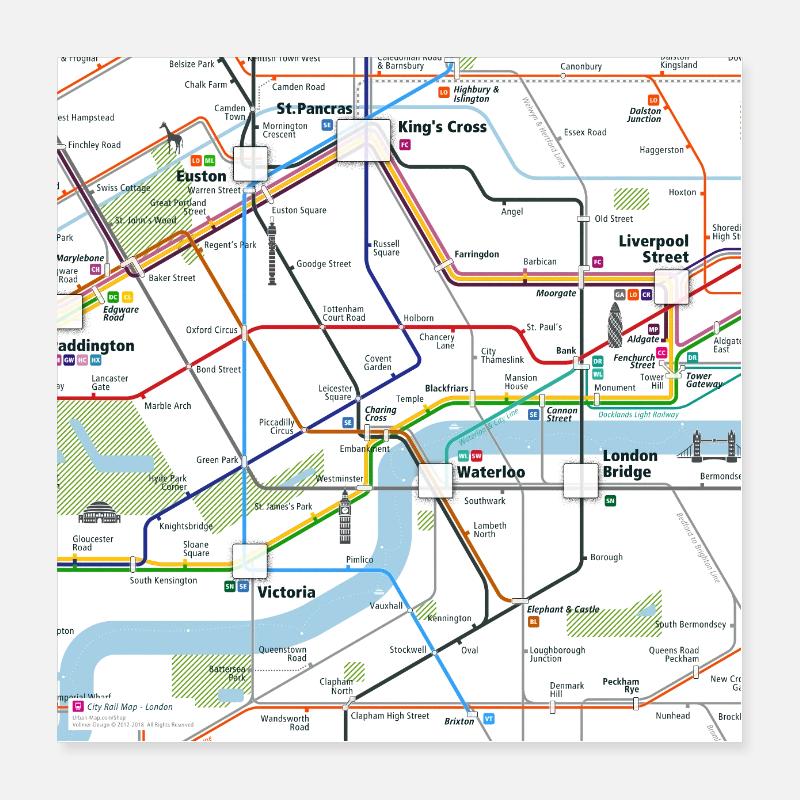 London Map Square Poster 16" x 16" (40x40 cm)