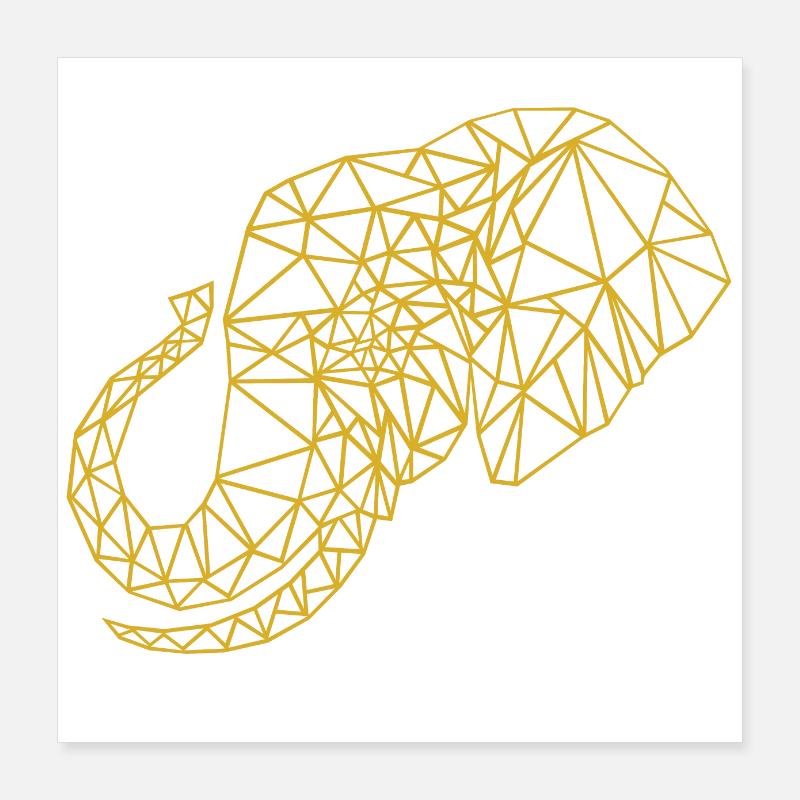 Low Poly Art Elephant Gold - Gift Idea Poster 16" x 16" (40x40 cm)