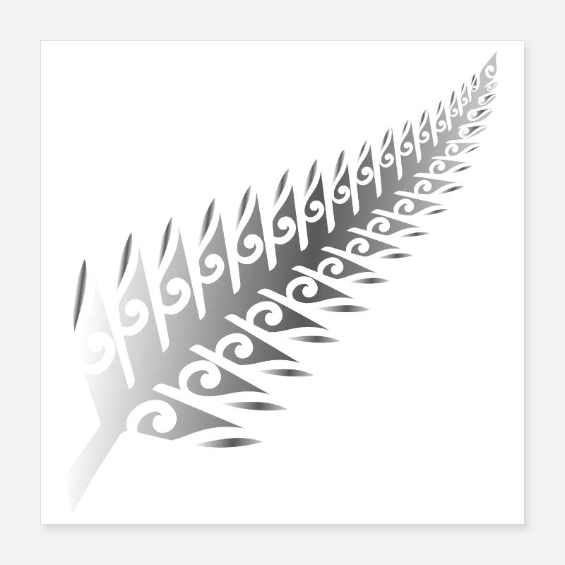 Silberfarn Neuseeland Maori Stil - Geschenkidee Poster 40x40 cm