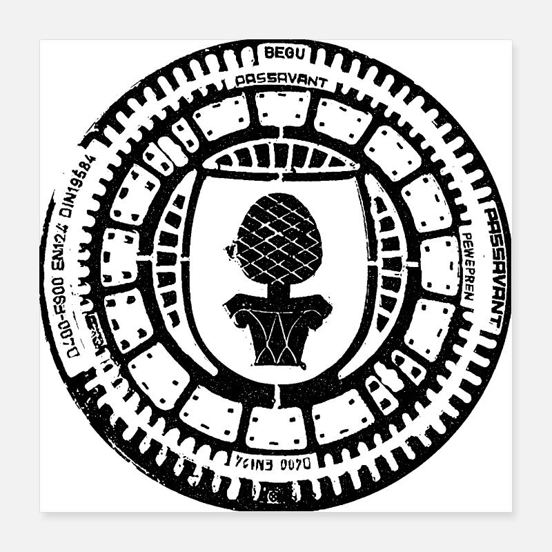 Augsburg Gully Gulli Gullideckel gift Poster 16" x 16" (40x40 cm)