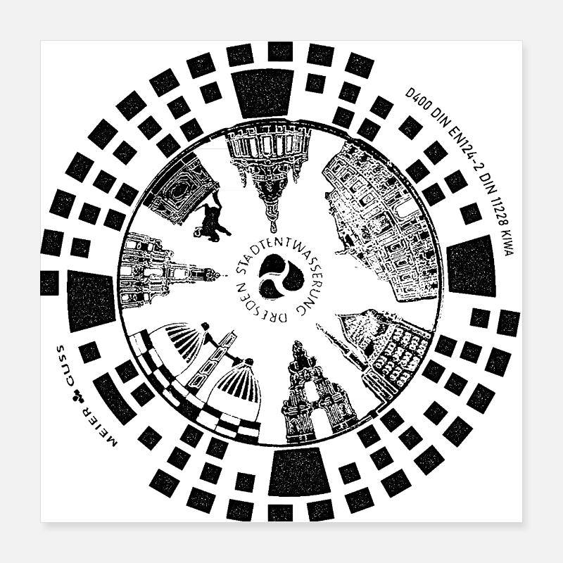 Dresden Gully Gulli Gullideckel arbre de cadeau Poster 40 x 40 cm