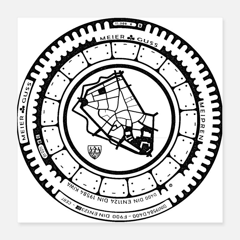 Oldenburg Gully Gulli Gullideckel Gift Shaft Poster 16" x 16" (40x40 cm)