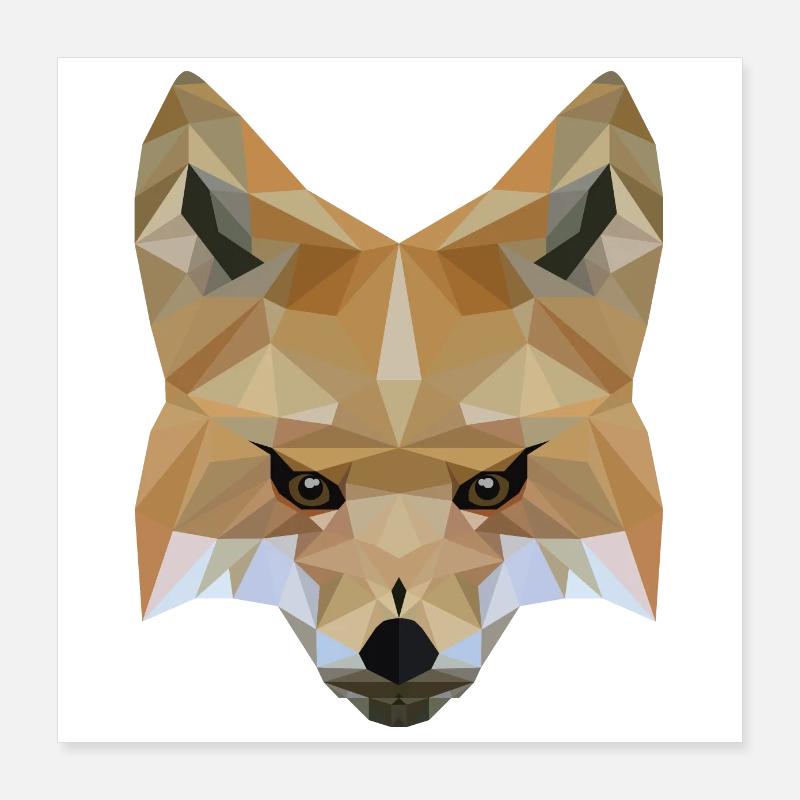 Low Poly Art Fox - Idée cadeau Poster 40 x 40 cm