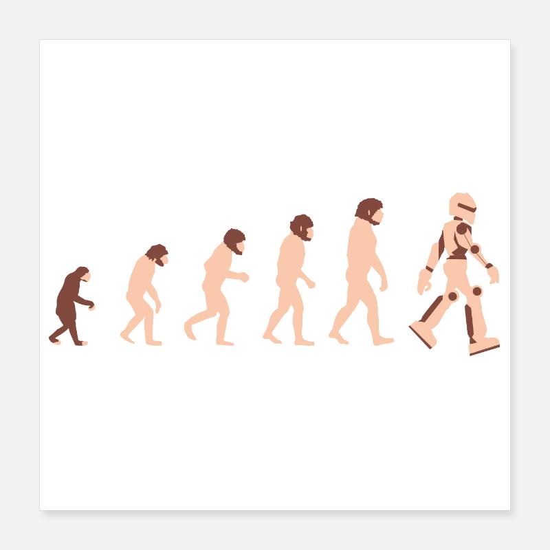 Theorie der Evolution Roboter Zukunft - Geschenkid - Poster 40x40 cm - Weiß