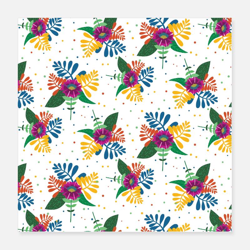 Eksotiske blomster blomst blomstrer blade Poster 40x40 cm