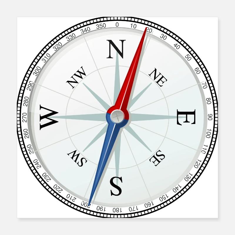 La navigation à la boussole arrive à destination. Poster 40 x 40 cm