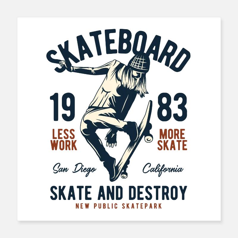 SKATEBOARD Poster 40x40 cm