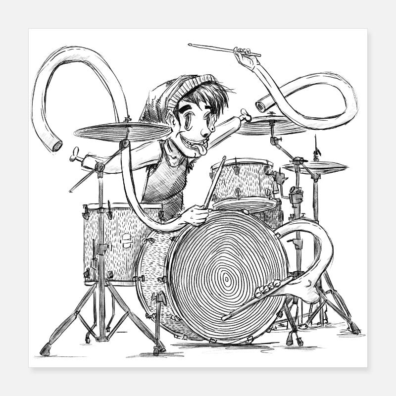 Punkrock Drummer – Rocker Design Poster 40x40 cm