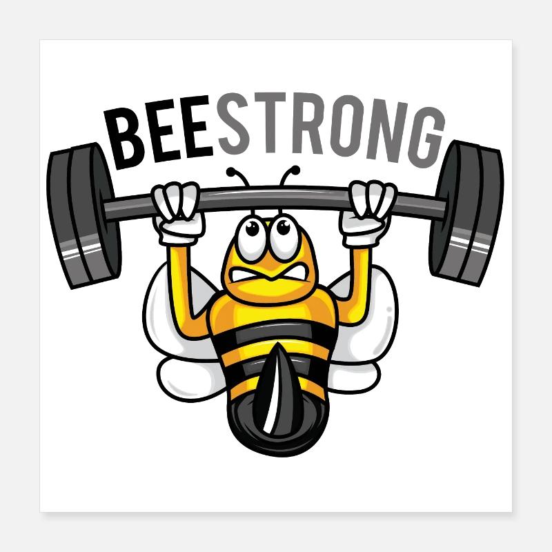 Sei stark wie eine Biene BEE STRONG Sport Workout Poster 40x40 cm