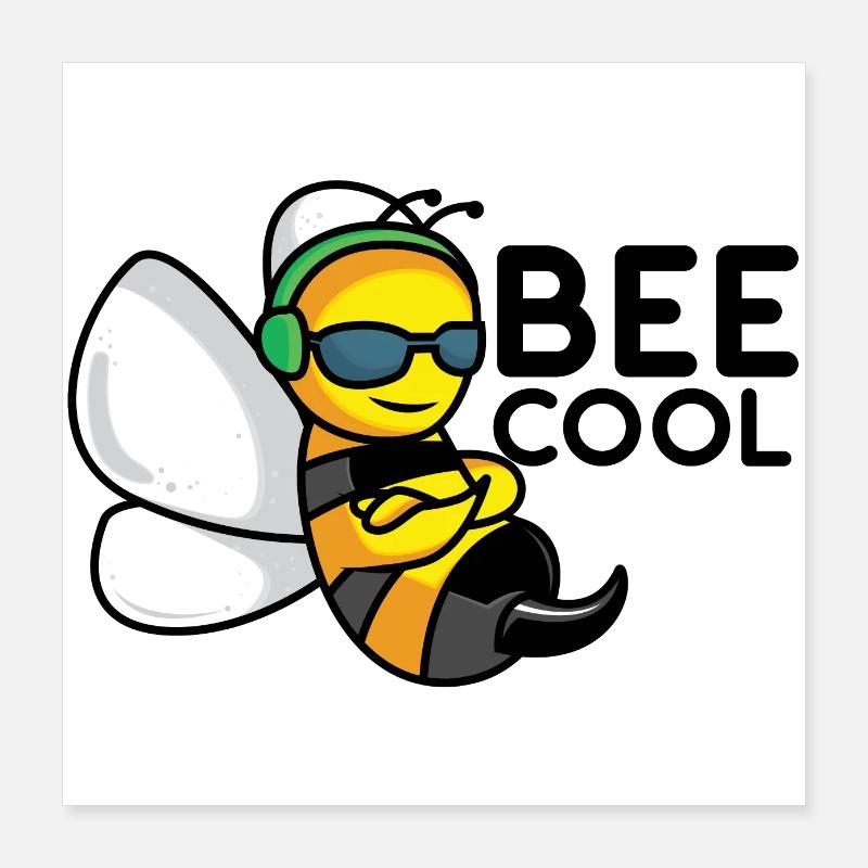 Die coole Biene "BEE COOL" Geschenk Poster 40x40 cm