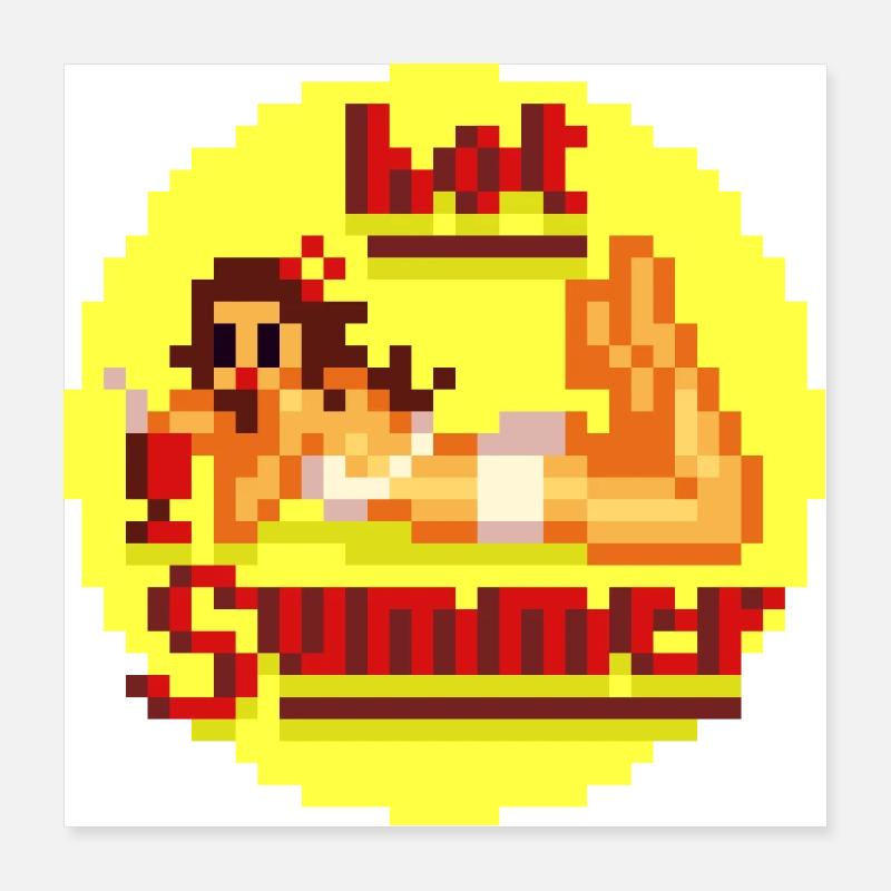 Buzzer chaud Pixel Pinup Poster 40 x 40 cm