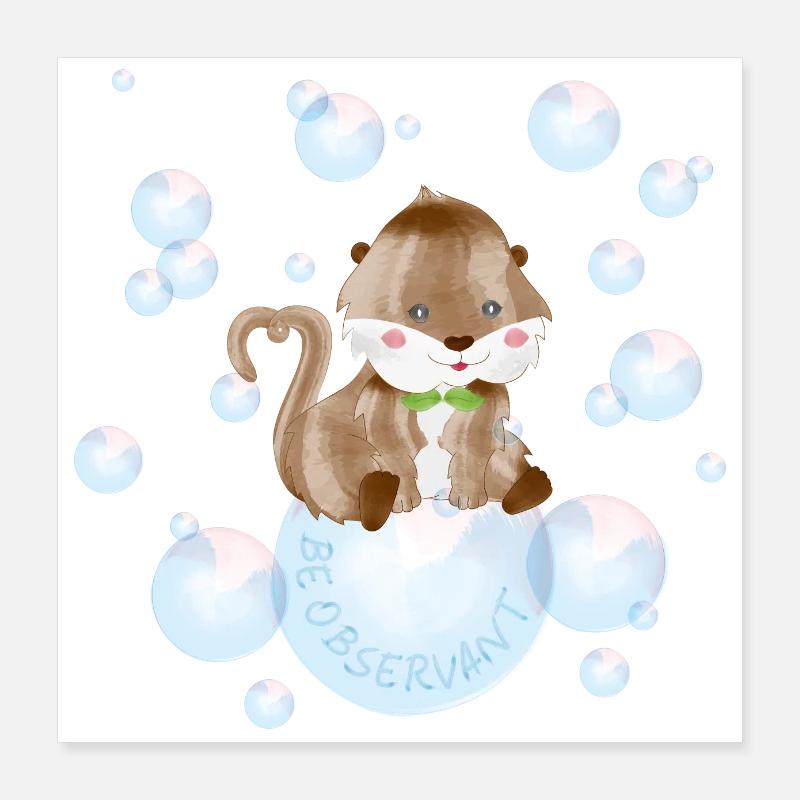Loutre - be observant Poster 40 x 40 cm