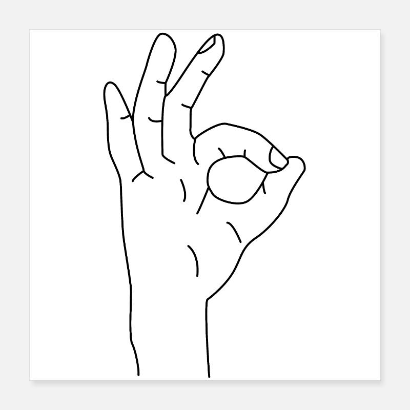 Handzeichen Poster 40x40 cm