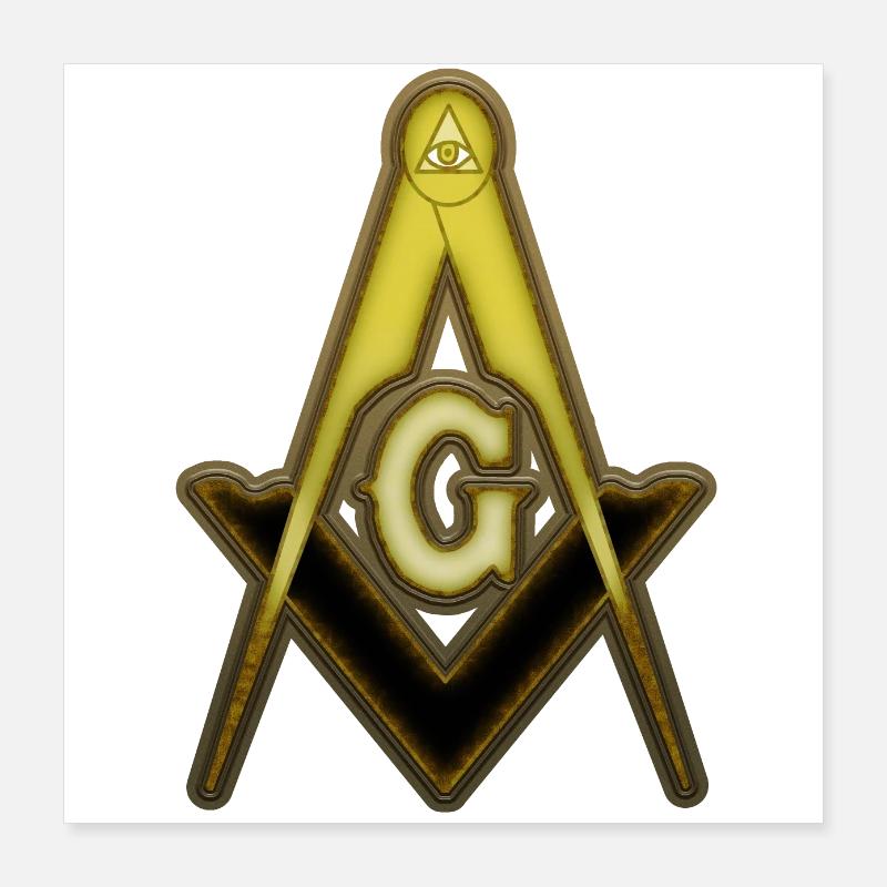Freemason Compass Gold Rust Poster 16" x 16" (40x40 cm)