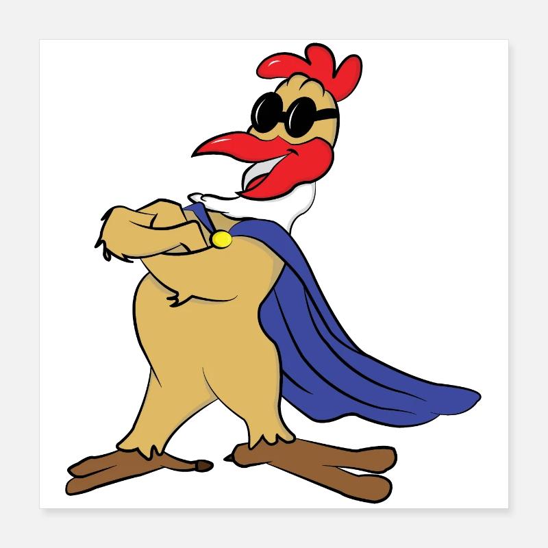 Rooster with a blue cape Poster 16" x 16" (40x40 cm)