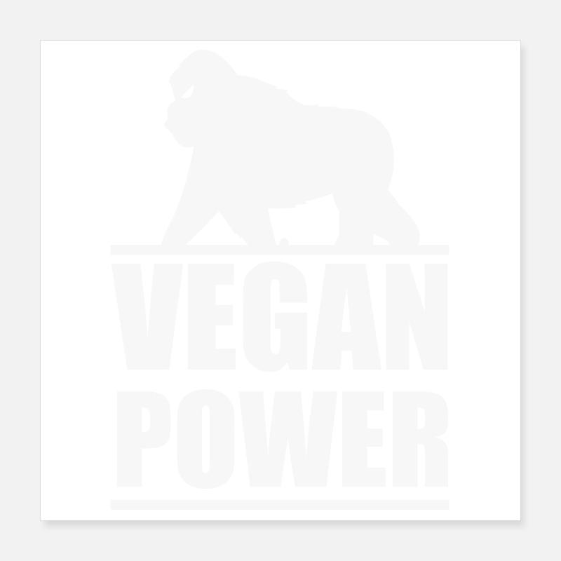 Vegan Power Gorilla Plant Based Gift Idea Poster 16" x 16" (40x40 cm)