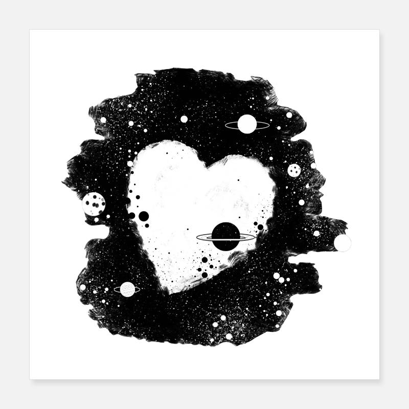 Cuore nero - Poster 40x40 cm - bianco