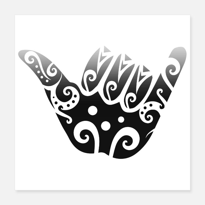 Maori Shaka Zeichen Schwarz Geschenkidee Poster 40x40 cm
