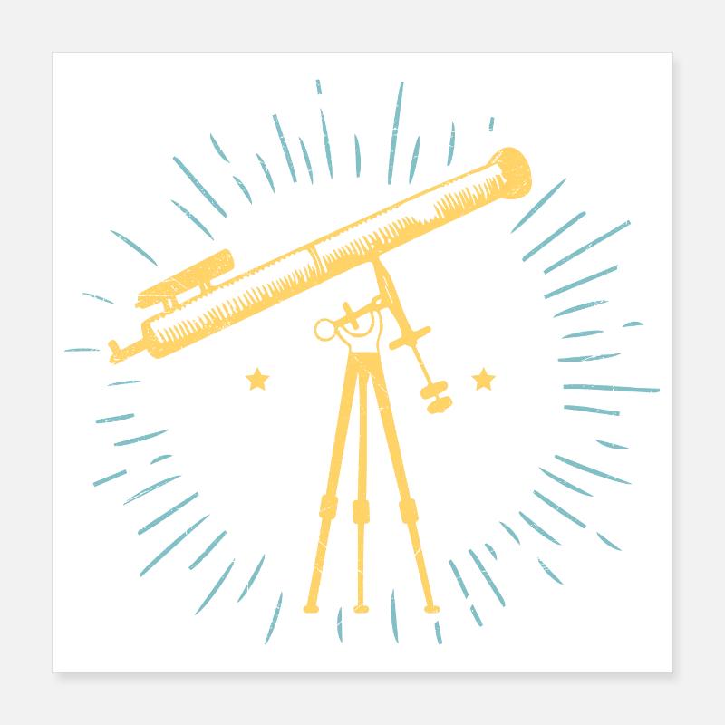 Idée cadeau télescope rétro astronomie Poster 40 x 40 cm