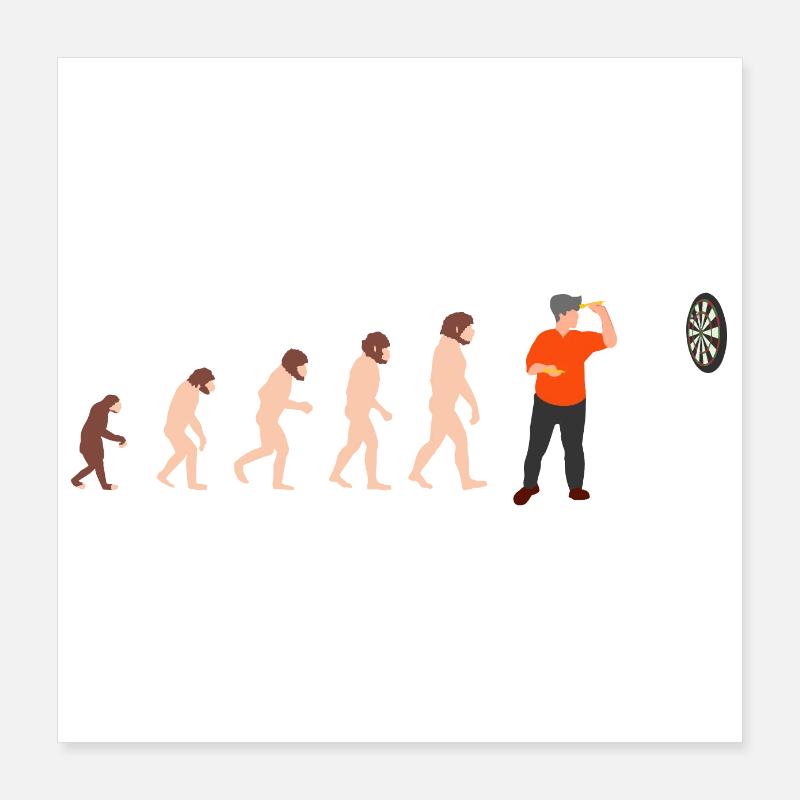 Human Evolution Darts Player Idée cadeau drôle Poster 40 x 40 cm