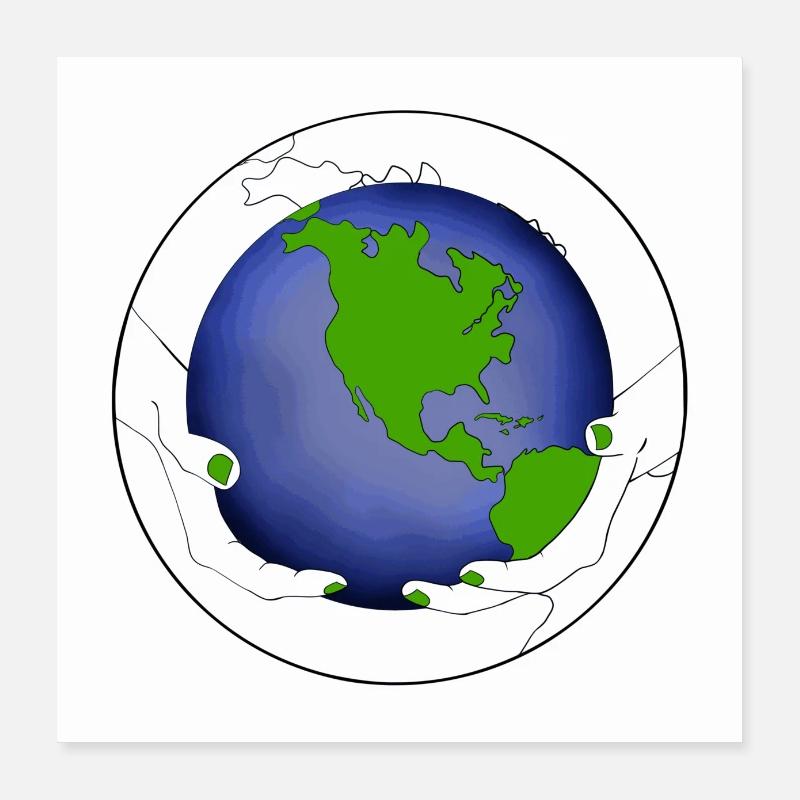 Affiche de la planète Terre avec les mains Poster 40 x 40 cm